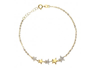 BRACCIALE DA DONNA IN ORO GIALLO 18KT CON STELLE E ZIRCONI BIANCHI