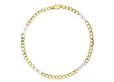 BRACCIALE CATENA IN ORO GIALLO E BIANCO 18KT