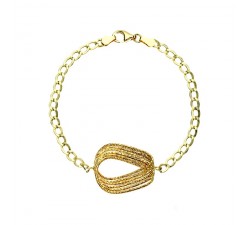 BRACCIALE CATENA DA DONNA IN ORO GIALLO 18 KT CON CENTRALE OVALE