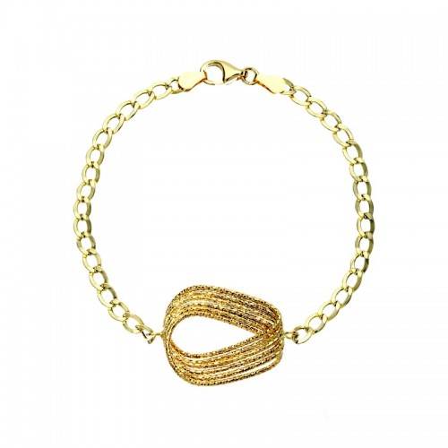 BRACCIALE CATENA DA DONNA IN ORO GIALLO 18 KT CON CENTRALE OVALE