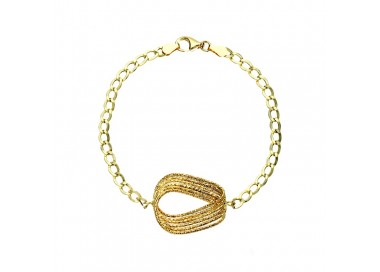 BRACCIALE CATENA DA DONNA IN ORO GIALLO 18 KT CON CENTRALE OVALE