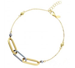 BRACCIALE CATENA DONNA IN ORO GIALLO E BIANCO 18 KT CON CENTRALE E SFERE