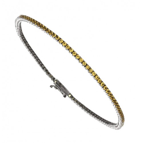 BRACCIALE TENNIS UOMO IN ORO NERO BRUNITO18 KT CON ZIRCONI