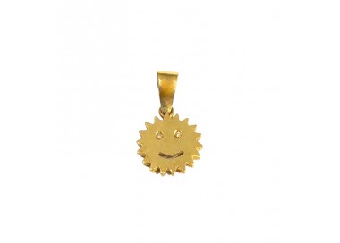 CIONDOLO SOLE IN ORO GIALLO 18 KT CON ZIRCONI BIANCHI + COLLANA LACCIO IN OMAGGIO