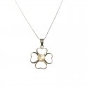 COLLANA CON FIORE IN ORO BIANCO 18 KT PETALI CUORE