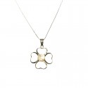 COLLANA CON FIORE IN ORO BIANCO 18 KT PETALI CUORE