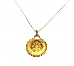 COLLANA UOMO CON ROSA DEI VENTI IN ORO GIALLO 18 KT