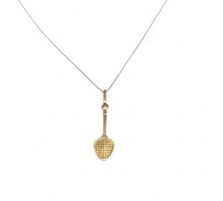 COLLANA CON RACCHETTA TENNIS IN ORO GIALLO 18 KT 