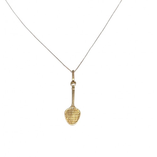 COLLANA CON RACCHETTA TENNIS IN ORO GIALLO 18 KT 