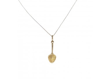 COLLANA CON RACCHETTA TENNIS IN ORO GIALLO 18 KT