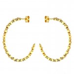 ORECCHINI MEZZI CERCHI CON SFERE E CUBETTI ORO GIALLO 18 KT