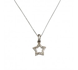 COLLANA STELLA IN ORO BIANCO 18 KT CON ZIRCONI BIANCHI TAGLIO BRILLANTE