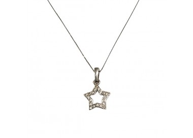 COLLANA STELLA IN ORO BIANCO 18 KT CON ZIRCONI BIANCHI TAGLIO BRILLANTE