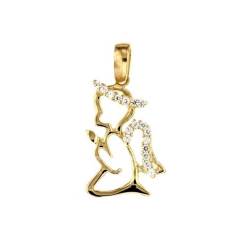 COLLANA VENEZIANA CON ANGELO IN ORO GIALLO 18 KT CON ZIRCONI BIANCHI