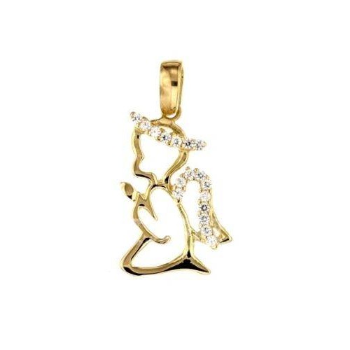 CIONDOLO ANGELO IN ORO GIALLO 18 KT CON ZIRCONI + COLLANA IN OMAGGIO