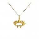 COLLANA CON DELFINI CUORE IN ORO GIALLO 18 KT UNISEX