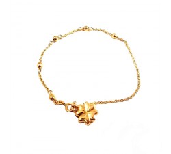 BRACCIALE CHARM QUADRIFOGLIO PORTAFORTUNA IN ORO GIALLO 18 KT