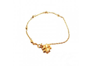 BRACCIALE CHARM QUADRIFOGLIO PORTAFORTUNA IN ORO GIALLO 18 KT