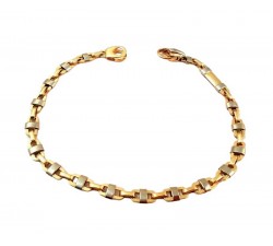 BRACCIALE CATENA UOMO IN ORO GIALLO E BIANCO 18 KT