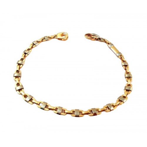 BRACCIALE CATENA UOMO IN ORO GIALLO E BIANCO 18 KT