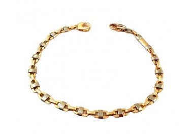 BRACCIALE CATENA UOMO IN ORO GIALLO E BIANCO 18 KT