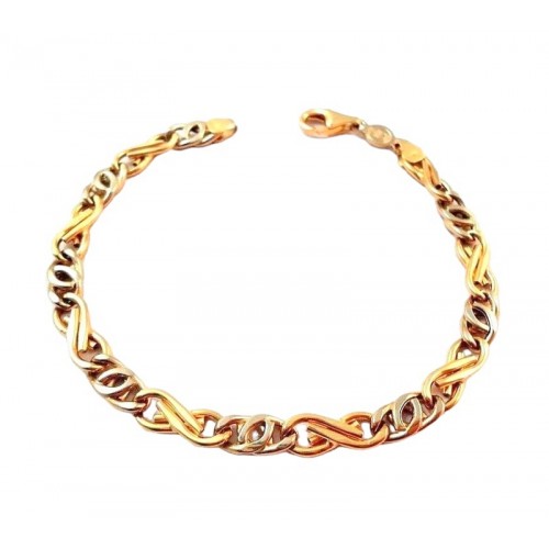 BRACCIALE CATENA UOMO IN ORO GIALLO E BIANCO 18 KT