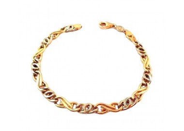 BRACCIALE CATENA UOMO IN ORO GIALLO E BIANCO 18 KT