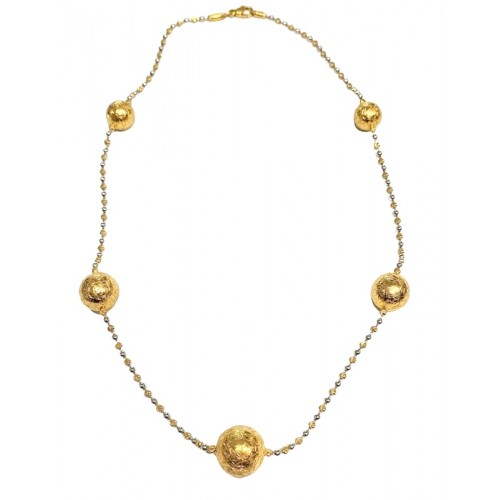 COLLANA DA DONNA CON SFERE IN ORO GIALLO E BIANCO 18 KT CON SFERE