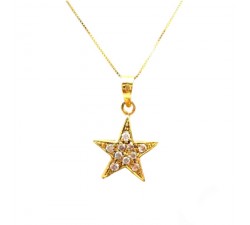 COLLANA STELLA IN ORO GIALLO 18 KT CON ZIRCONI BIANCHI