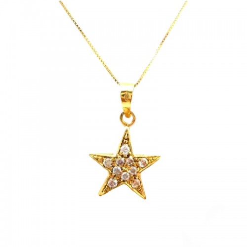 COLLANA IN ORO GIALLO18 KT CON CROCE E ZIRCONI 