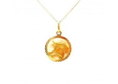 COLLANA SEGNO ZODIACALE TORO IN ORO GIALLO 18 KT