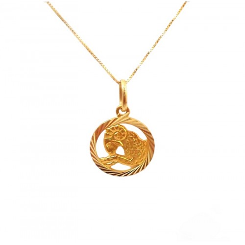 COLLANA SEGNO ZODIACALE ARIETE IN ORO GIALLO 18 KT