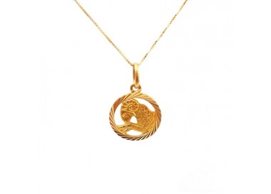 COLLANA SEGNO ZODIACALE ARIETE IN ORO GIALLO 18 KT