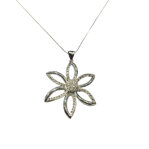 collana fiore oro bianco 18 kt 