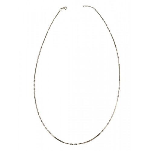 COLLANA PIATTA E FUNE IN ORO BIANCO 18 KT