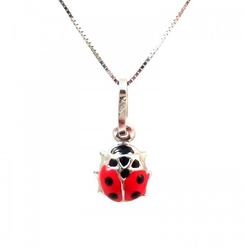 COLLANA COCCINELLA IN ORO BIANCO 18 KT 