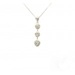COLLANA PENDENTE 3 CUORI IN ORO BIANCO 18 KT CON ZIRCONE TAGLIO BRILLANTE