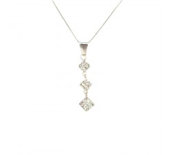 COLLANA TRILOGY ROMBI IN ORO BIANCO 18 KT CON ZIRCONI TAGLIO BRILLANTE