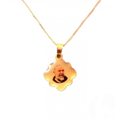 COLLANA CON CIONDOLO PADRE PIO IN ORO GIALLO 18 KT