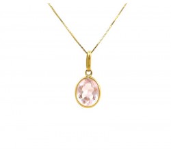 COLLANA DA DONNA CON PUNTO LUCE IN ORO GIALLO 18 KT E ZIRCONE ROSA