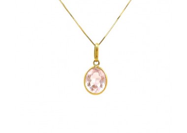 COLLANA DA DONNA CON PUNTO LUCE IN ORO GIALLO 18 KT E ZIRCONE ROSA