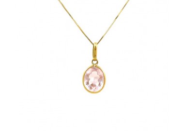 COLLANA DA DONNA CON PUNTO LUCE IN ORO GIALLO 18 KT E ZIRCONE ROSA