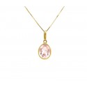 COLLANA DA DONNA CON PUNTO LUCE IN ORO GIALLO 18 KT E ZIRCONE ROSA