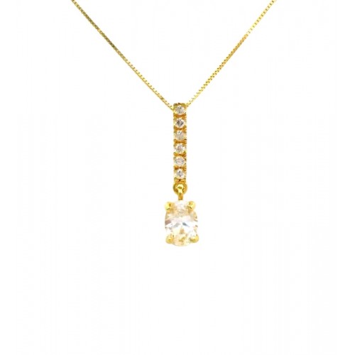 COLLANA DA DONNA CON PENDENTE TENNIS IN ORO GIALLO 18 KT ZIRCONI TAGLIO BRILLANTE