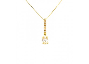 COLLANA DA DONNA CON PENDENTE TENNIS IN ORO GIALLO 18 KT ZIRCONI TAGLIO BRILLANTE