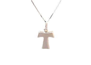 COLLANA IN ORO BIANCO 18 KT CON CROCE TAU