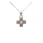 COLLANA CON CROCE IN ORO BIANCO 18 KT E ZIRCONI