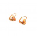 ORECCHINI CUORE IN ORO GIALLO 18 KT CON FIORI SMALTO