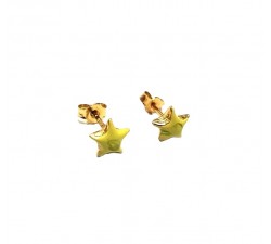 ORECCHINI STELLA IN ORO GIALLO 18 KT CON SMALTOVERDE CHIARO