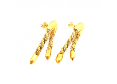 ORECCHINI IN ORO GIALLO E BIANCO 18 KT MODELLO FUNE CORDA TORCHION